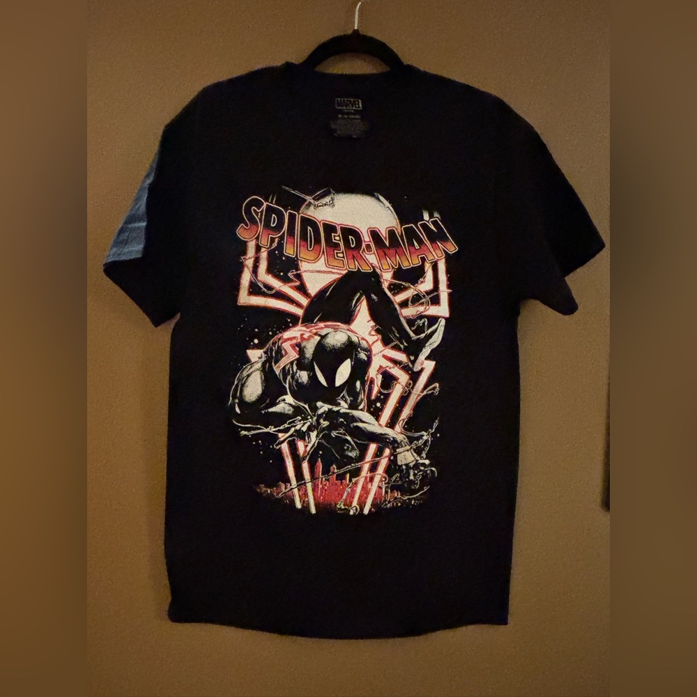 Men’s Marvel Black and Red Spider-Man Short Sleeve Tee Shirts Size Medium